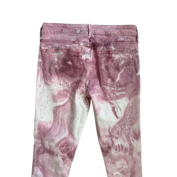 FLYING MONKEY Red White Swirl Dyed Denim Skinny Jeans Size 29 - Picture 3 of 9